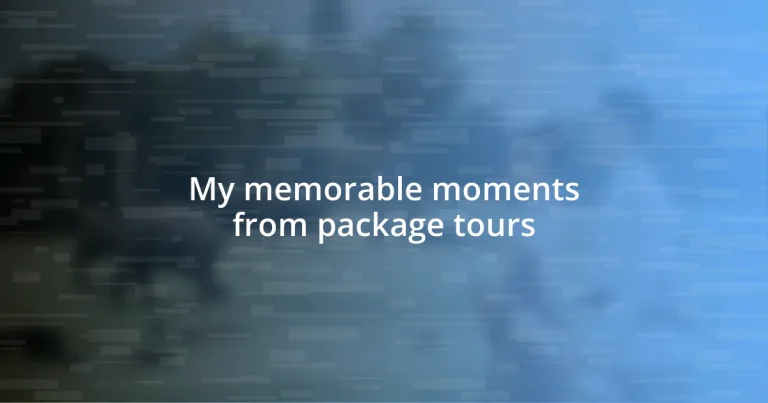 My memorable moments from package tours