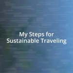 My Steps for Sustainable Traveling