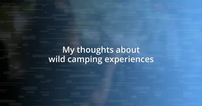 My thoughts about wild camping experiences