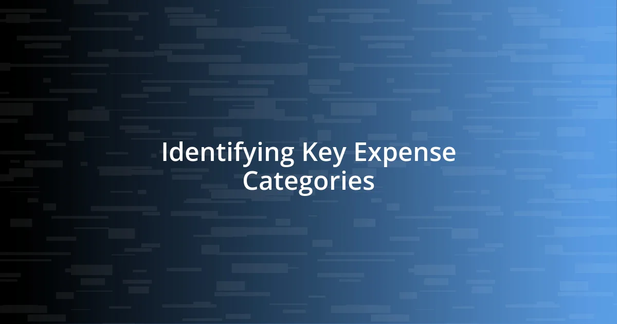 Identifying Key Expense Categories