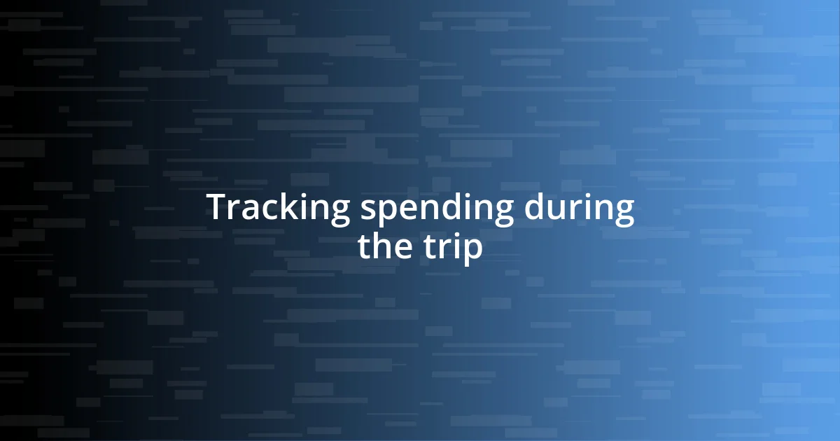 Tracking spending during the trip