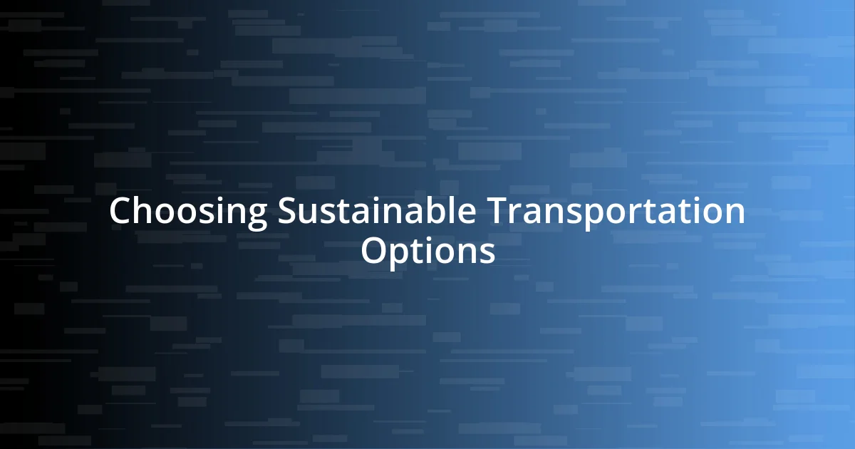 Choosing Sustainable Transportation Options