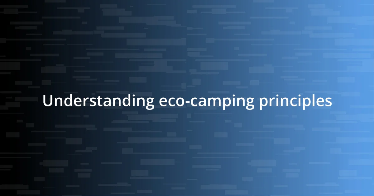 Understanding eco-camping principles